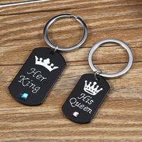 Kľúčenky pre dvoch, známky, nápis "His Queen" a "Her King", kamienok