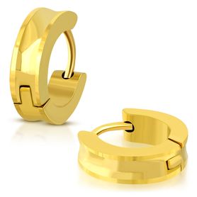 Okrúhle sedlové náušnice z ocele, zlatá farba, hladký povrch