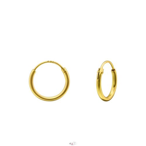Okrúhle strieborné náušnice 925, pozlátené 14k zlatom - 10 mm
