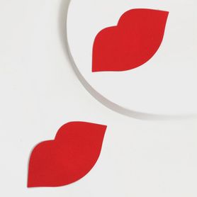 Nipple stickers, red satin lips