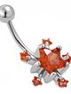 Piercing do brucha z ocele, svetločervené zirkónové hviezdy