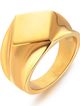 Pánsky pečatný prsteň z ocele, lesklá zlatá farba, štvorec