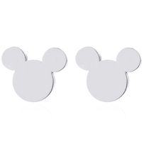 Malé náušnice z chirurgickej ocele, Mickey Mouse striebornej farby