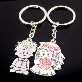 Kľúčenky pre dvoch, pár nevesta a ženích, glazúra a gravírovanie