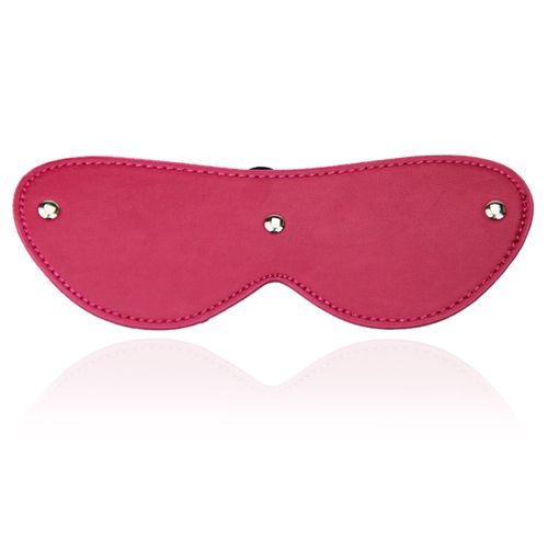 Růžová kožená erotická škraboška s druky