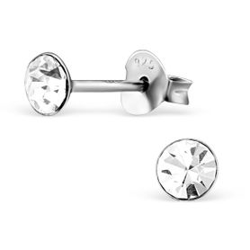 Strieborné dámske náušnice 925, okrúhle číre zirkóny - 5 mm