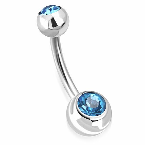 Piercing do pupka z chirurgickej ocele, gulička so zirkónom