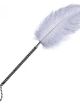 Gray feather tickle, knitted drawstring handle