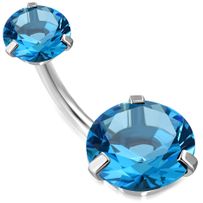 Piercing do pupka z chirurgickej ocele, blankytné zirkónové kruhy
