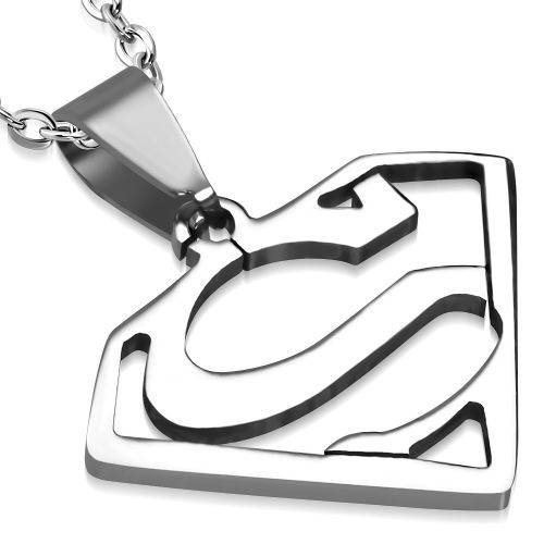 Prívesok z chirurgickej ocele, symbol "SUPERMAN", strieborná farba