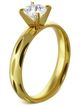 Zásnubný prsteň so zirkónom, chirurgická oceľ, zlatá farba a gravírovanie - Solitér