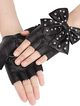 Čierne kožené rukavice bez prstov, cvoky a mašľa