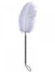 Gray feather tickle, knitted drawstring handle