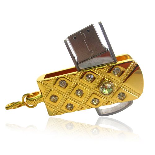 USB kľúč, prívesok pre ženu so zirkónmi, zlatá farba - 8GB