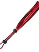 Massive leather whip, red and black color, knitted handle
