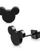 Puzetové náušnice z ocele, Mickey Mouse čiernej farby