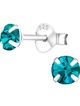 Strieborné náušnice 925, okrúhle tyrkysové zirkóny - 4 mm