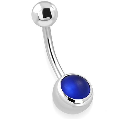 Piercing do pupka z chirurgickej ocele, gulička s modrým očkom