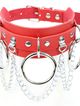 Leather red erotic choker, thorns, chain and rings