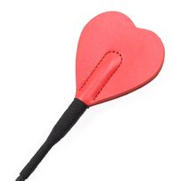 Black leather whip with red heart, leather handle