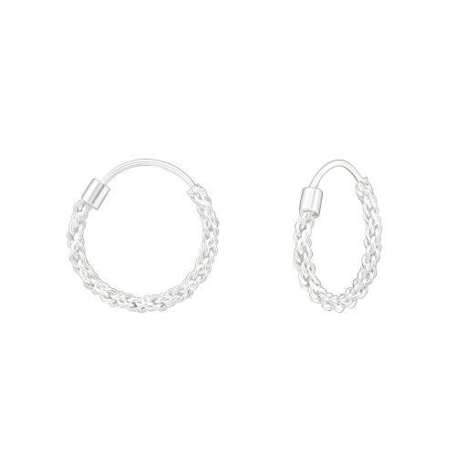 Stočené okrúhle strieborné náušnice 925 - 14 mm