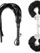 Erotic set, whip and metal handcuffs, black color