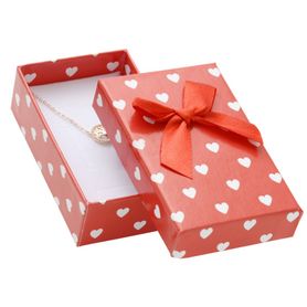 Darčeková krabička na sadu šperkov, biele srdiečka a mašľa