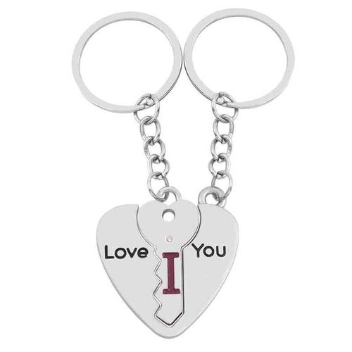 Kľúčenky pre zamilovaných, srdce a kľuč, nápis "I LOVE YOU", číry zirón