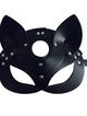 Kožená maska černá kočka, pásek a druky