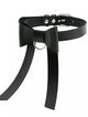 Čierny erotický kožený choker, mašľa a opasok