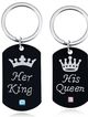 Kľúčenky pre dvoch, známky, nápis "His Queen" a "Her King", kamienok