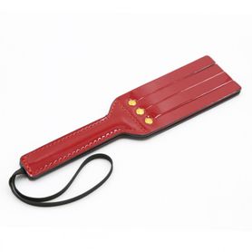 BDSM leather small slapper, lacquered red color,