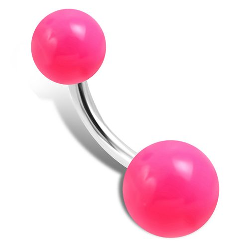 Piercing do pupka z chirurgickej ocele, ružové guličky
