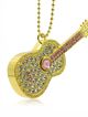 USB náhrdelník pre ženu, gitara zlatej farby so zirkónmi - 8 GB