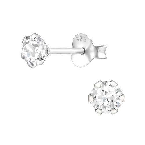 Drobné strieborné náušnice 925, okrúhle číre zirkóny - 4 mm