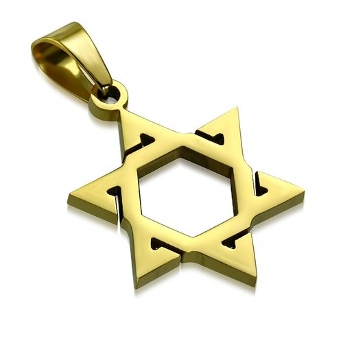 Prívesok Dávidova hviezda z chirurgickej ocele, zlatá farba, zárezy