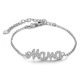 Dámsky náramok striebornej farby, retiazka, nápis "Mama" - bižutéria