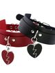 Červený erotický kožený choker, červené srdce a opasok