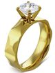 Zásnubný prsteň so zirkónom, zlatá farba, oceľ - Solitér