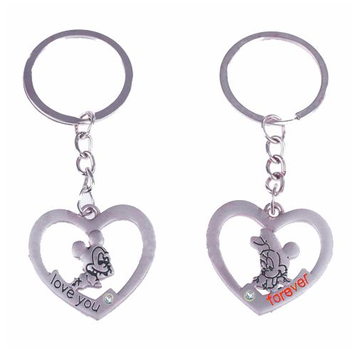 Kľúčenky pre dvoch so zirkónmi, Mickey Mouse a Minne, nápis