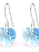 Dámske visiace strieborné náušnice 925, blankytné srdce Swarovski kryštáľ