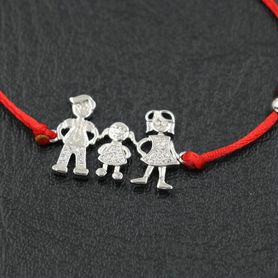 Červený náramok, rodina, mama, dcéra, otec, číre zirkóny - bižutéria