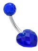 Piercing do pupka z chirurgickej ocele, modré srdce