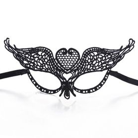 Lace black mask with ribbon - Heart