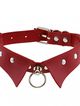 Červený erotický kožený choker, košeľový golier, cvoky