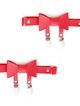 Leather garter leg, red color and bow