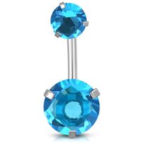Piercing do pupka z chirurgickej ocele, blankytné zirkónové kruhy