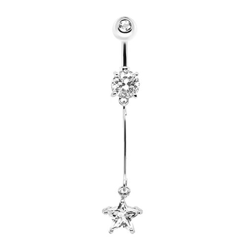Piercing z chirurgickej ocele do pupku, zirkónova hviezda