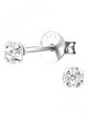 Strieborné náušnice 925, malé okrúhle číre zirkóny - 4 mm