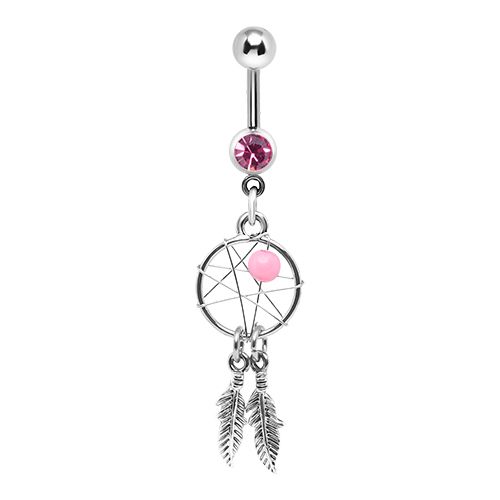 Piercing do pupka, lapač snov z chirurgickej ocele so zirkónom
